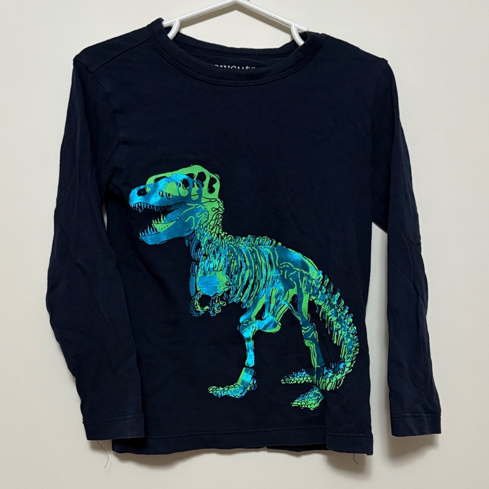 Crewcuts Kids Long Sleeve Shirt - Navy with Dinosaur Graphic